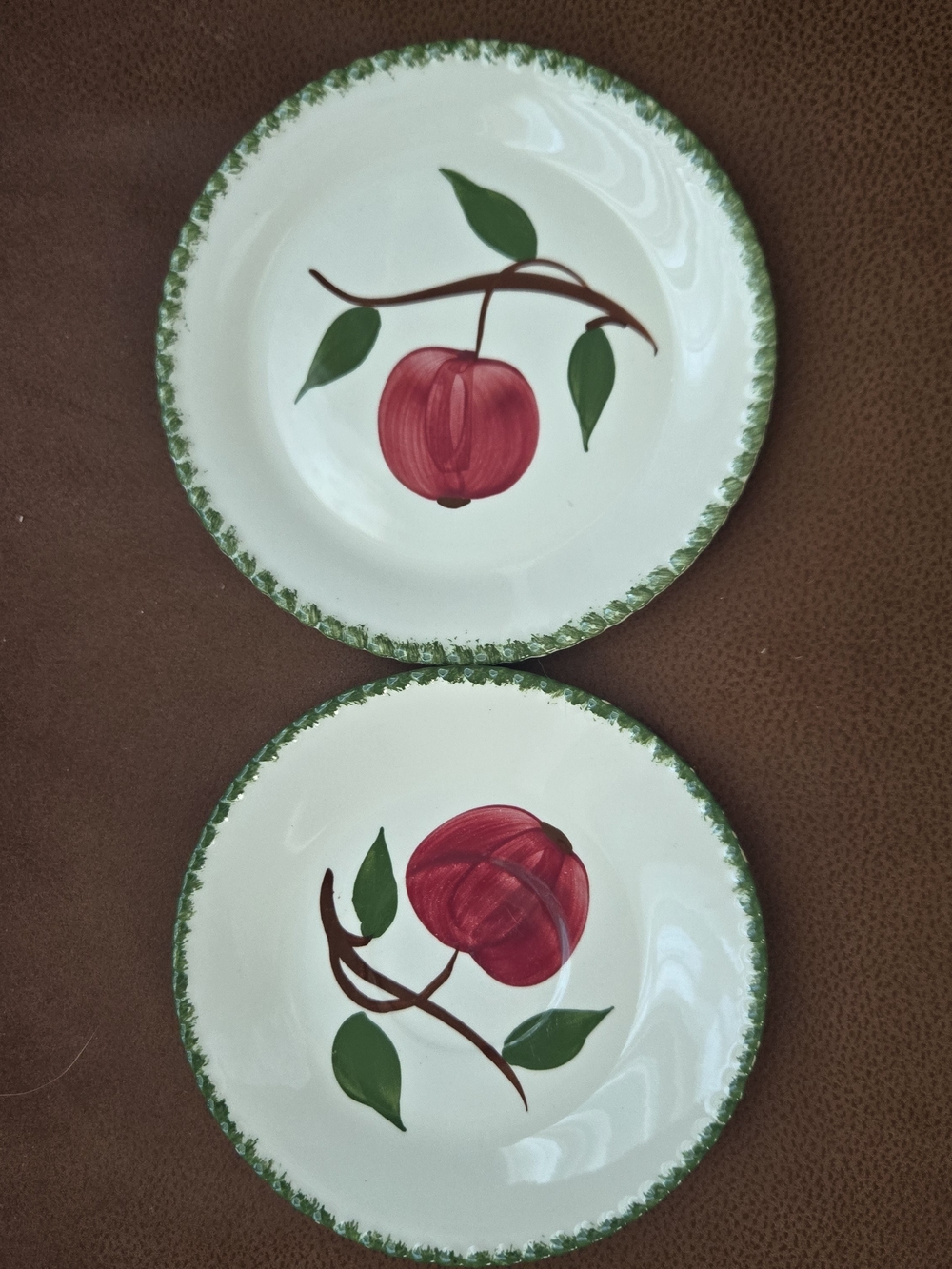 Pair of Vintage Blue Ridge Pottery "Quaker Apple" 6-Inch Plates